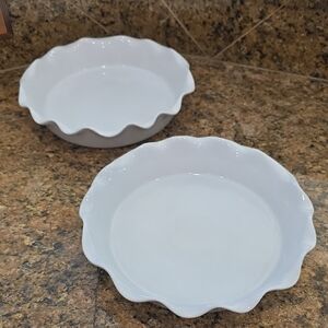 2 Crate&Barrel White Ceramic Pie Plates